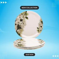 White Melamine Lavender Printed  Round Quarter Plate