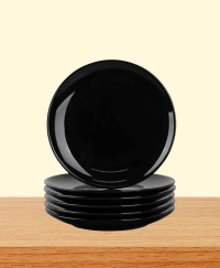 Black Round Full Plate (Set of 6)