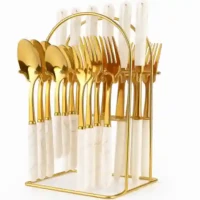 24 Pc Cutlery Set Gold Polished