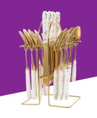 24 Pc Cutlery Set Gold Polished